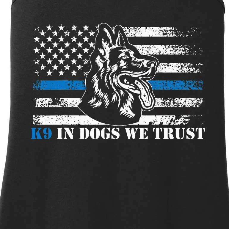 K9 Police Officer Blue Line We Trust K9 Police Dog Ladies Essential Tank