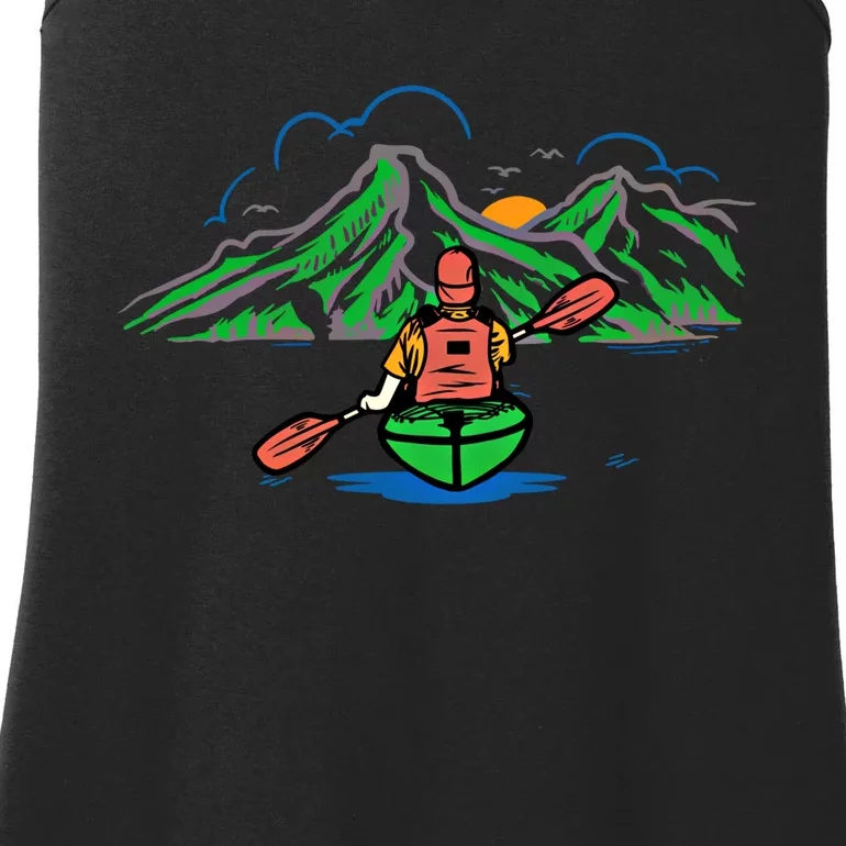 Kayaker Paddling On The Lake With Canoe Kanu Cool Kayak Gift Ladies Essential Tank