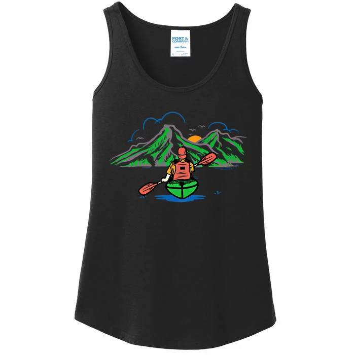 Kayaker Paddling On The Lake With Canoe Kanu Cool Kayak Gift Ladies Essential Tank