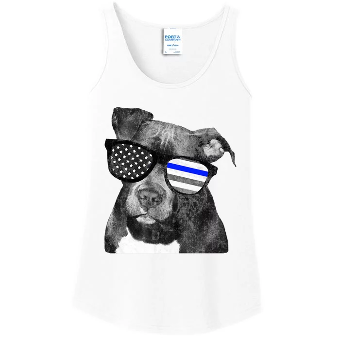 K9 Police Officer Police Pitbull Thin Blue Line Premium Ladies Essential Tank