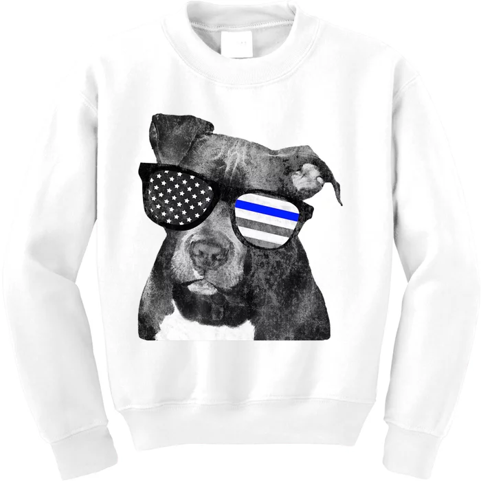 K9 Police Officer Police Pitbull Thin Blue Line Premium Kids Sweatshirt