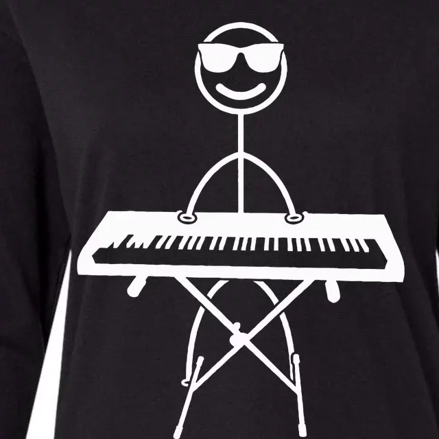 Keyboard Piano Pianist Stick Figure Piano Player Womens Cotton Relaxed Long Sleeve T-Shirt