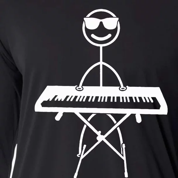 Keyboard Piano Pianist Stick Figure Piano Player Cooling Performance Long Sleeve Crew