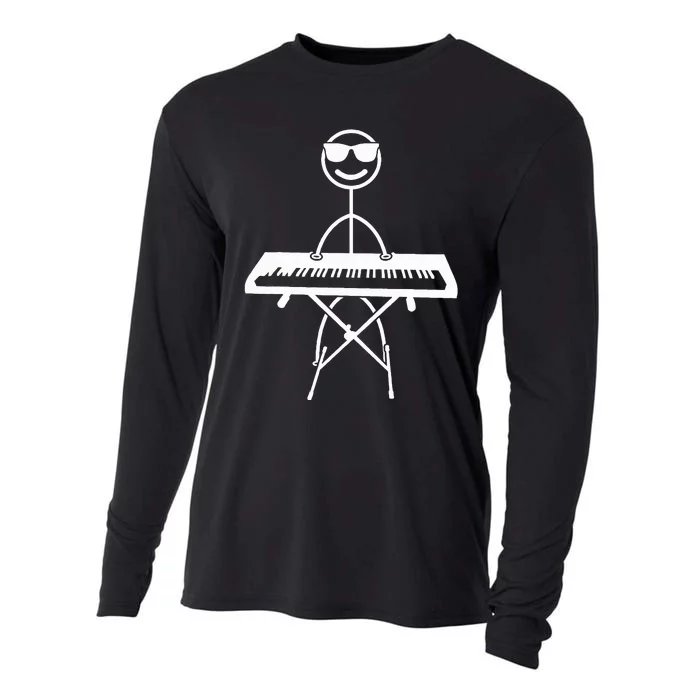 Keyboard Piano Pianist Stick Figure Piano Player Cooling Performance Long Sleeve Crew