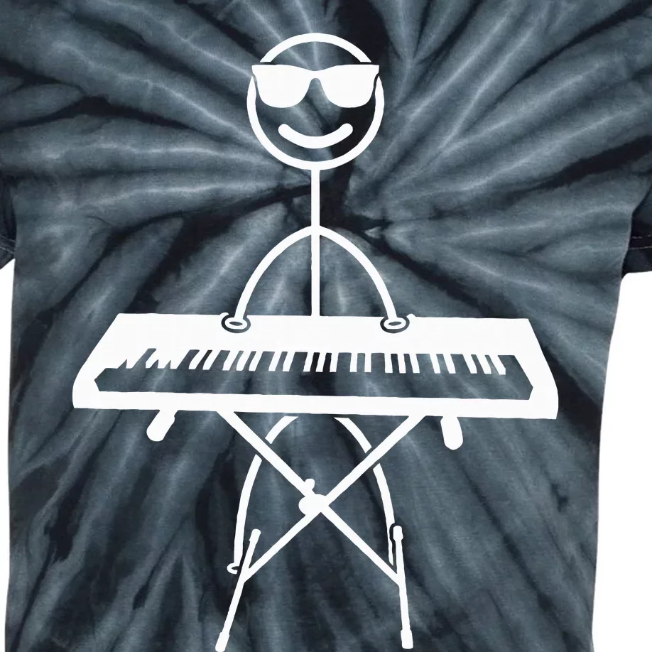 Keyboard Piano Pianist Stick Figure Piano Player Kids Tie-Dye T-Shirt