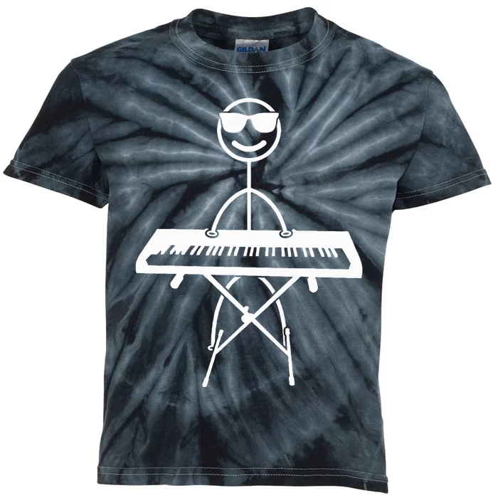 Keyboard Piano Pianist Stick Figure Piano Player Kids Tie-Dye T-Shirt