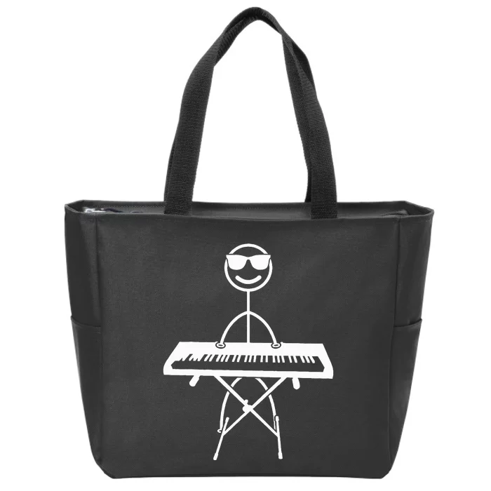 Keyboard Piano Pianist Stick Figure Piano Player Zip Tote Bag