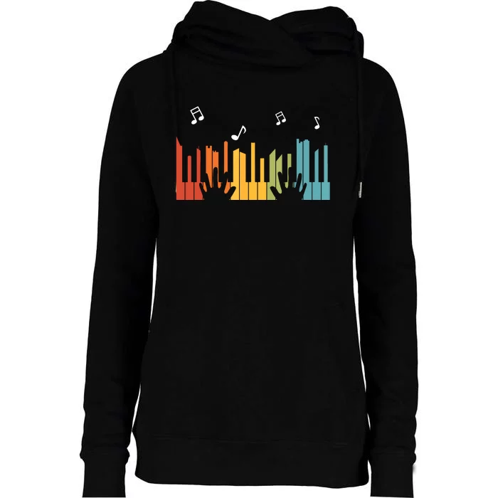 Keyboard Piano Player Gift Piano Womens Funnel Neck Pullover Hood