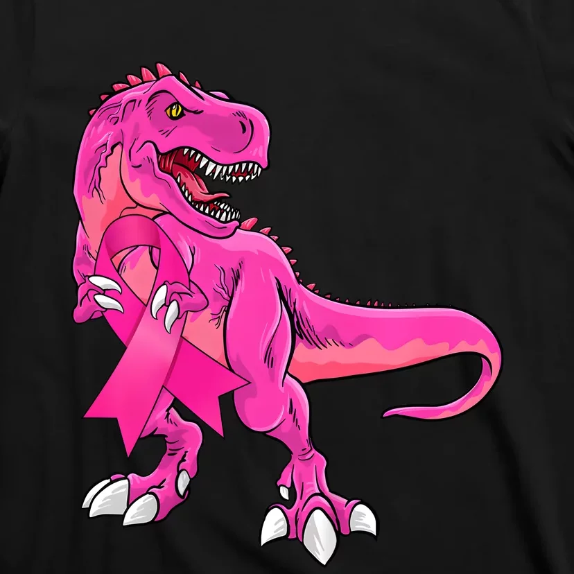 Kids Pink Ribbon Dinosaur Breast Cancer Awareness Boy T-Shirt