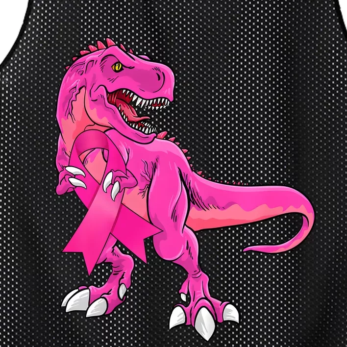 Kids Pink Ribbon Dinosaur Breast Cancer Awareness Boy Mesh Reversible Basketball Jersey Tank