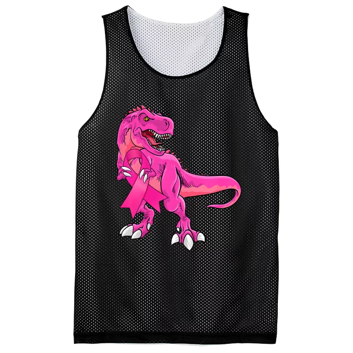 Kids Pink Ribbon Dinosaur Breast Cancer Awareness Boy Mesh Reversible Basketball Jersey Tank