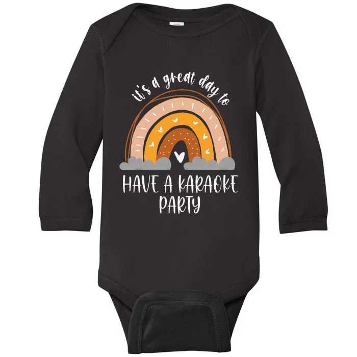 Karaoke Party Singing Vocals Boho Heart Rainbow Baby Long Sleeve Bodysuit