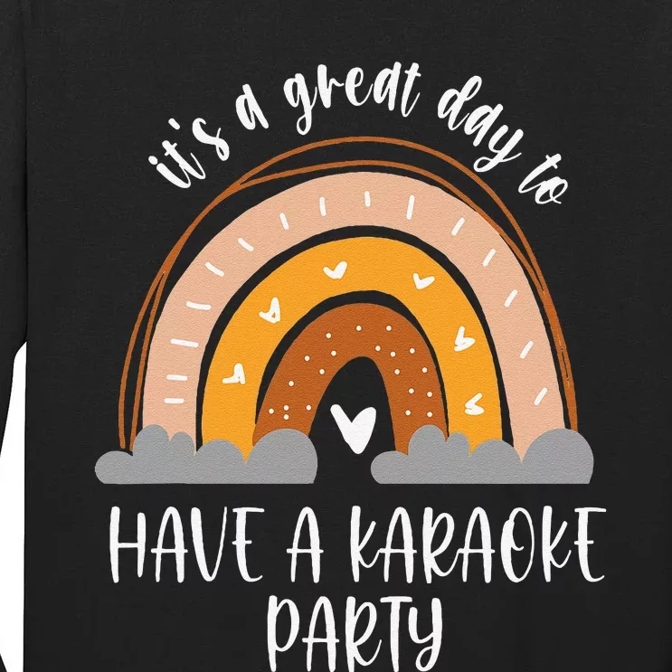 Karaoke Party Singing Vocals Boho Heart Rainbow Tall Long Sleeve T-Shirt