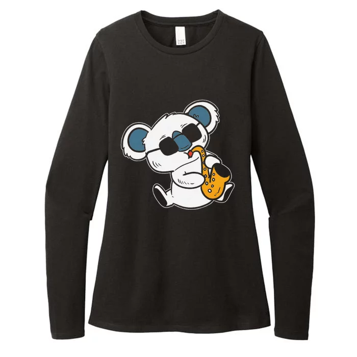 Koala Playing Saxophone Cute Band Member Womens CVC Long Sleeve Shirt