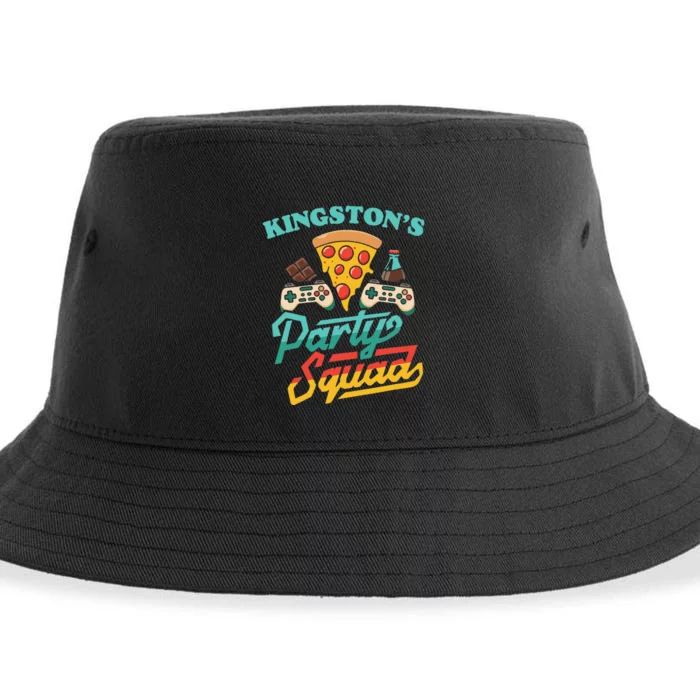 KingstonS Party Squad Pizza Gaming Birthday Party Sustainable Bucket Hat