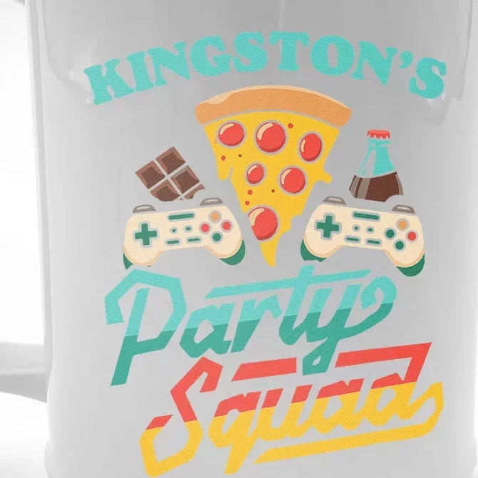 KingstonS Party Squad Pizza Gaming Birthday Party Front & Back Beer Stein