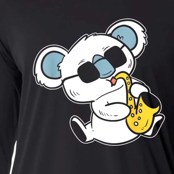 Koala Playing Saxophone Band Member Cooling Performance Long Sleeve Crew