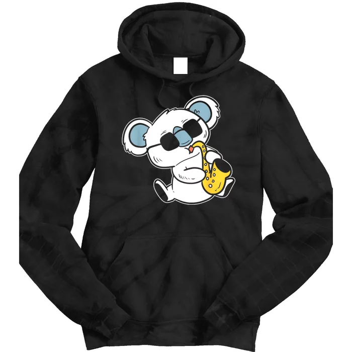 Koala Playing Saxophone Band Member Tie Dye Hoodie