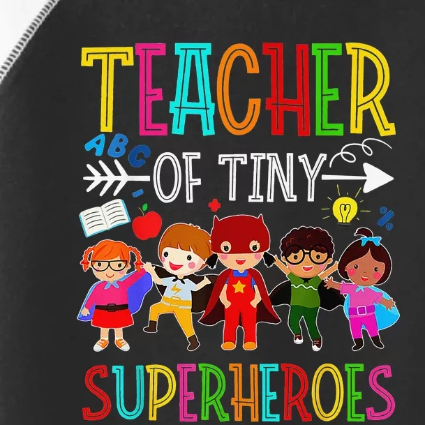 Kindergarten Prek Teacher of Tiny Superheroes Back to School Toddler Fine Jersey T-Shirt