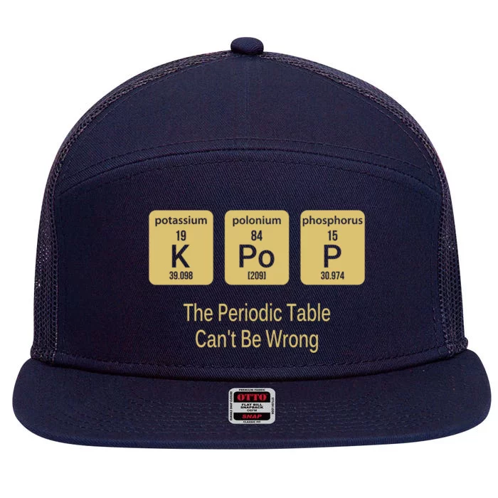 Kpop Periodic Table Seoul Hallyu Funny Korean Fashion Gayo Gift 7 Panel Mesh Trucker Snapback Hat