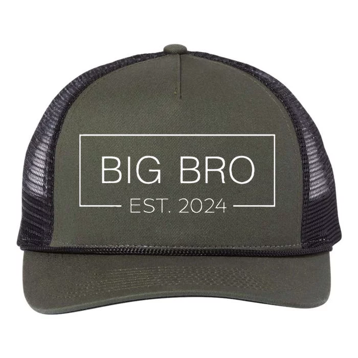 Kids Promoted To Big Brother Leveled Up To Big Bro Est 24 Retro Rope Trucker Hat Cap