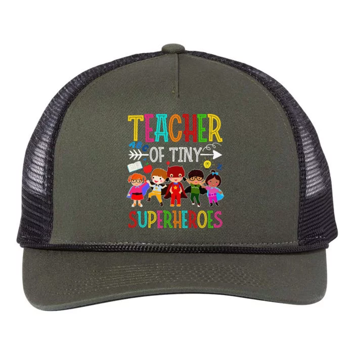 Kindergarten Prek Teacher Of Tiny Superheroes Back To School Retro Rope Trucker Hat Cap