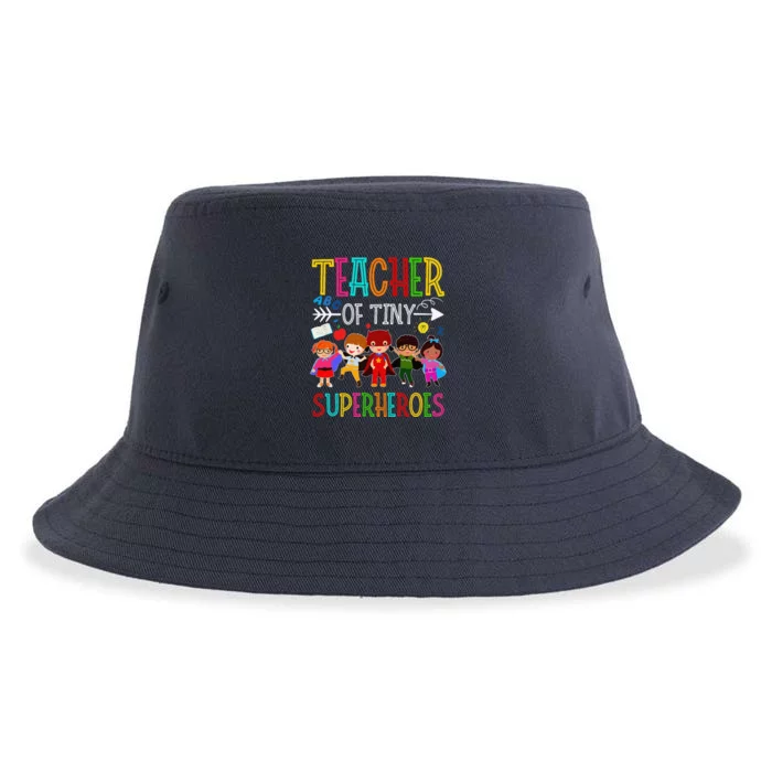 Kindergarten Prek Teacher Of Tiny Superheroes Back To School Sustainable Bucket Hat