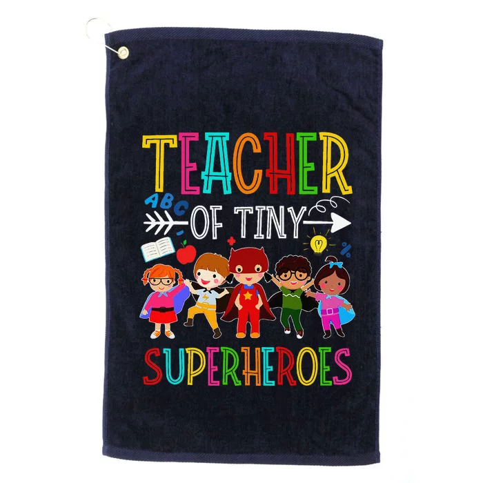 Kindergarten Prek Teacher Of Tiny Superheroes Back To School Platinum Collection Golf Towel