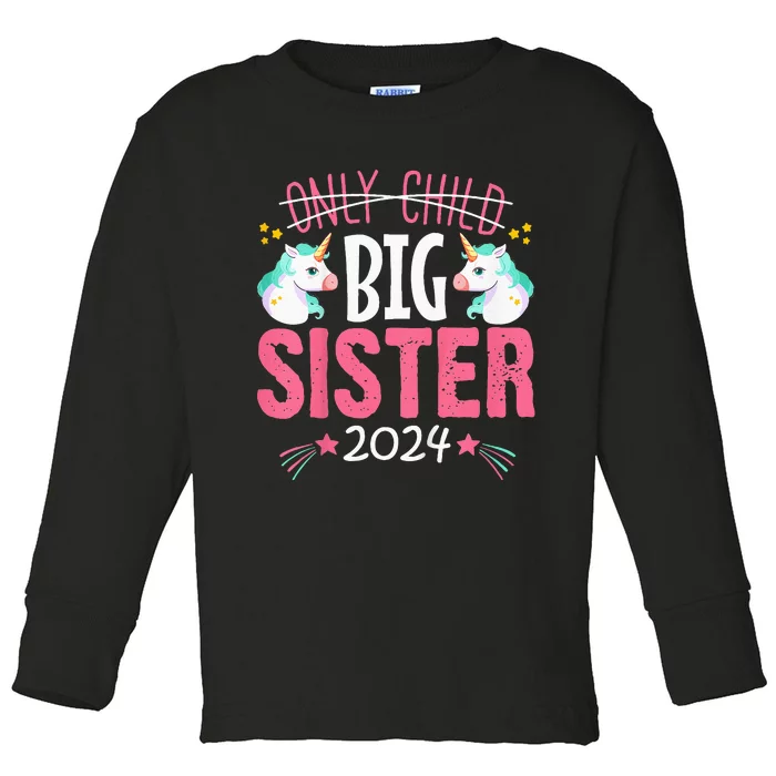 Kids Promoted To Big Sister Est 2024 Unicorn Toddler Long Sleeve Shirt