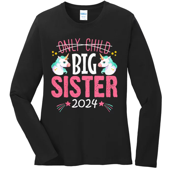 Kids Promoted To Big Sister Est 2024 Unicorn Ladies Long Sleeve Shirt