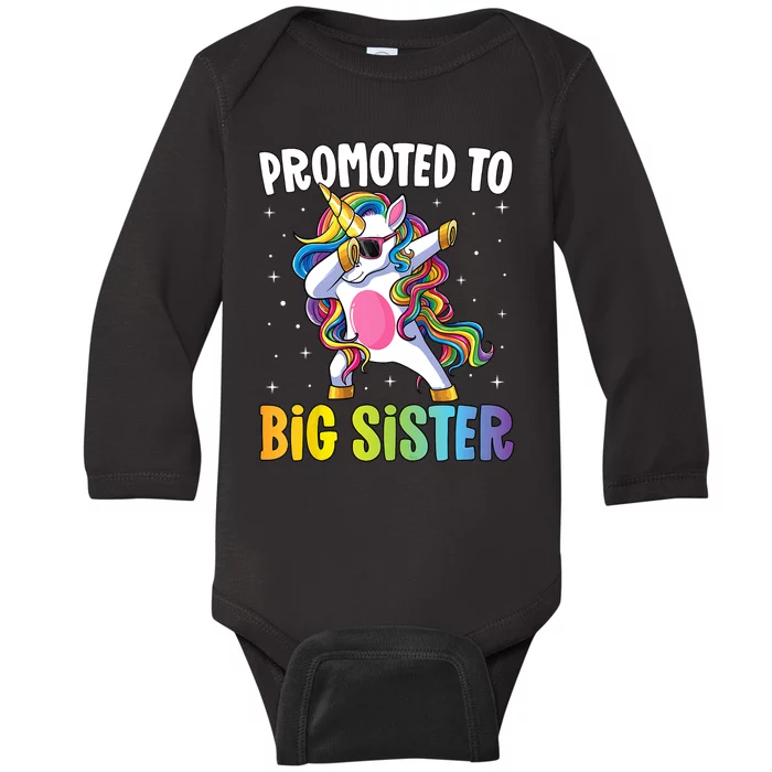 Kids Promoted To Big Sister Dabbing Unicorn Older Sister Baby Long Sleeve Bodysuit