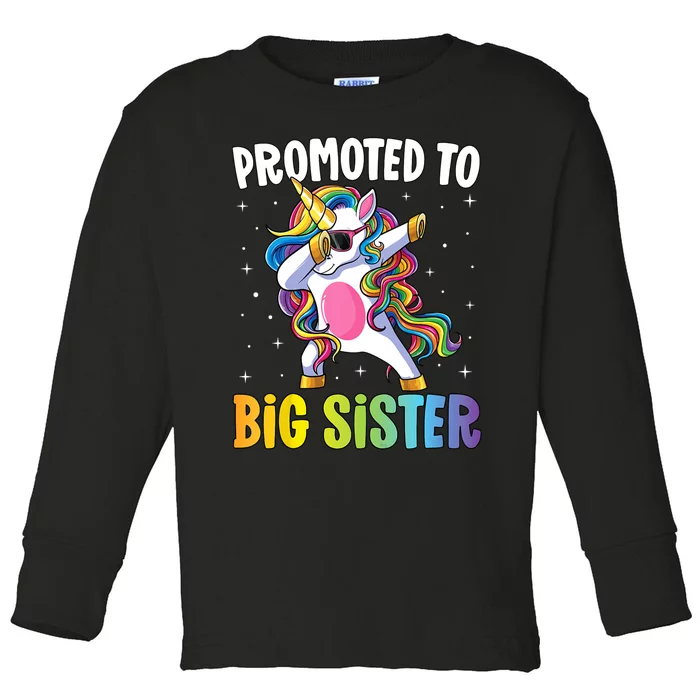 Kids Promoted To Big Sister Dabbing Unicorn Older Sister Toddler Long Sleeve Shirt