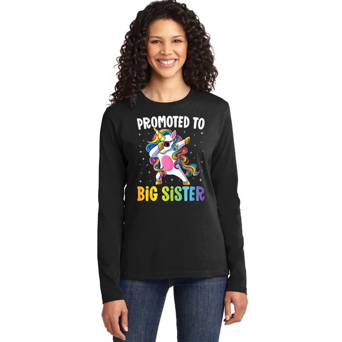 Kids Promoted To Big Sister Dabbing Unicorn Older Sister Ladies Long Sleeve Shirt