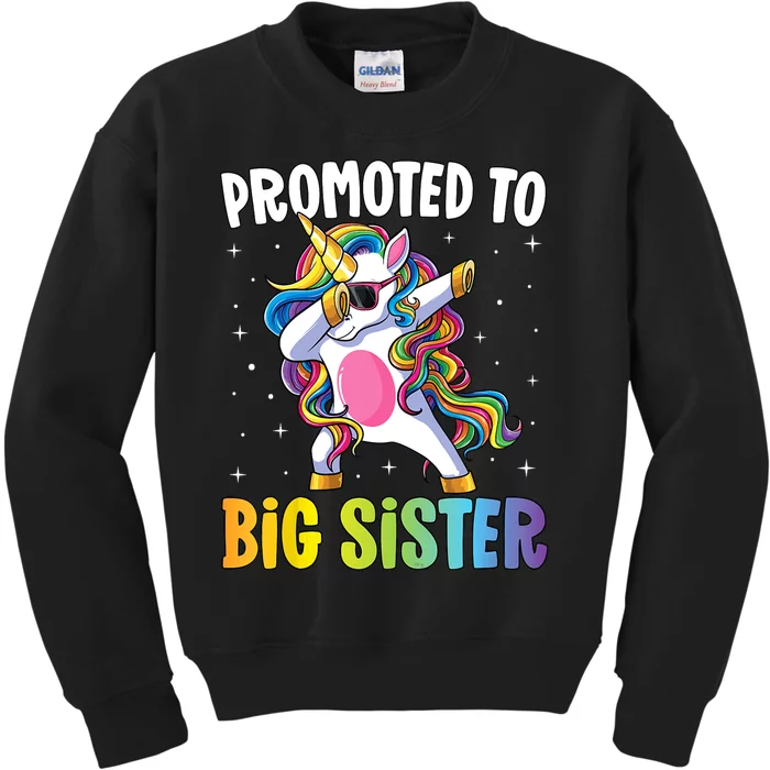 Kids Promoted To Big Sister Dabbing Unicorn Older Sister Kids Sweatshirt