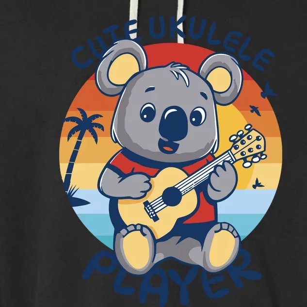 Koala Playing Ukulele Garment-Dyed Fleece Hoodie