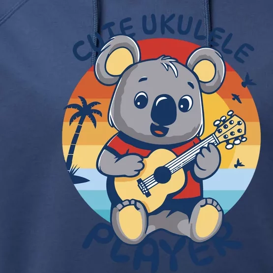 Koala Playing Ukulele Performance Fleece Hoodie