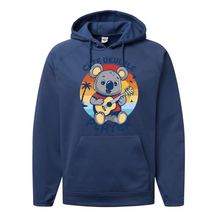 Koala Playing Ukulele Performance Fleece Hoodie