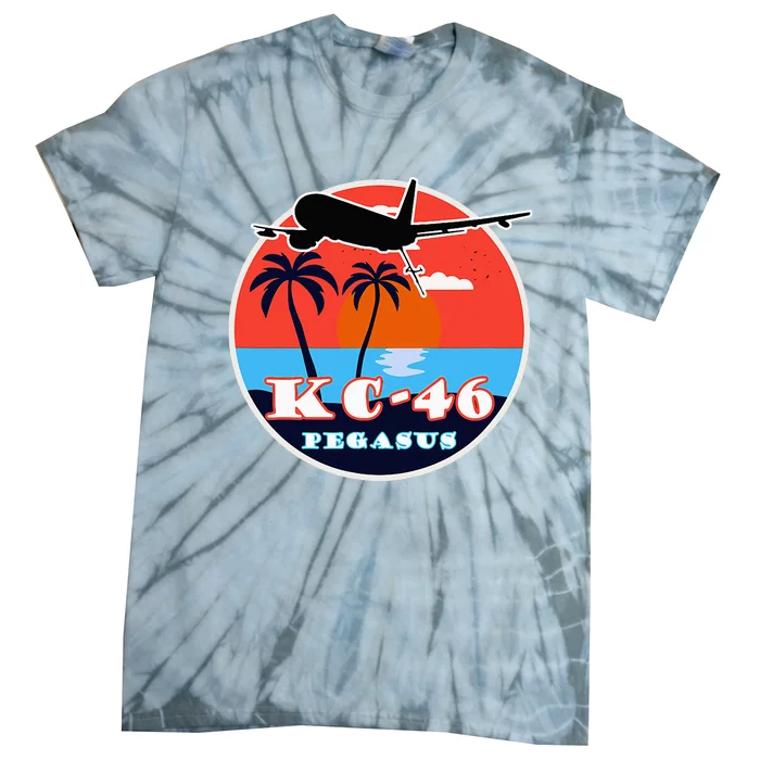 KC46 Pegasus Vintage Tropical Sunset Air Refueling Tie-Dye T-Shirt