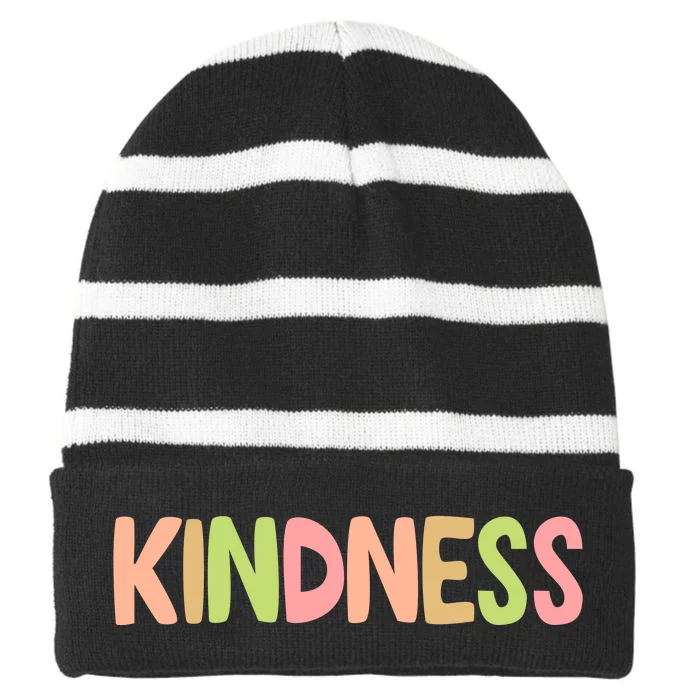 Kindness Quote Colorful Striped Beanie with Solid Band