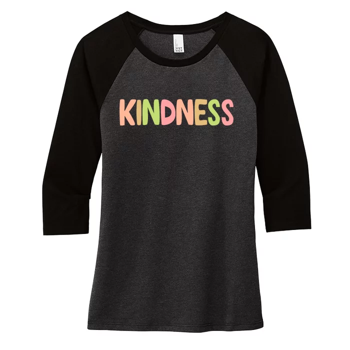 Kindness Quote Colorful Women's Tri-Blend 3/4-Sleeve Raglan Shirt