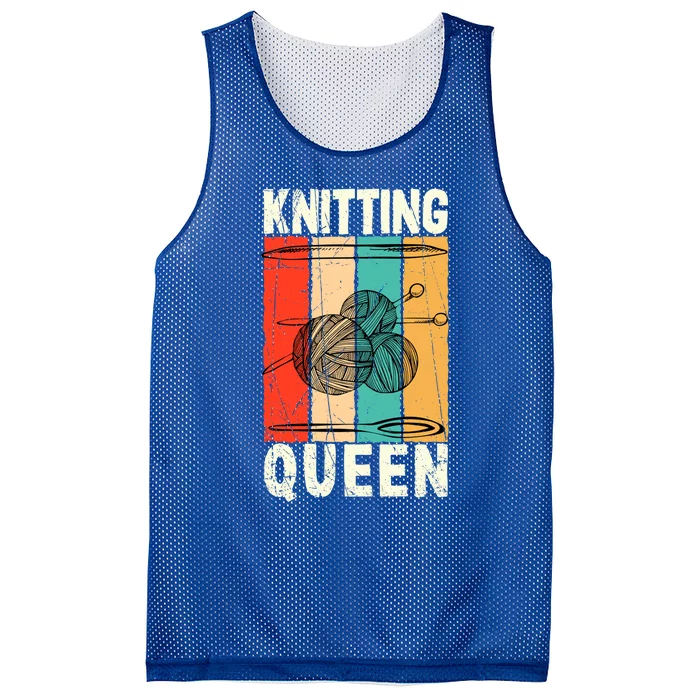 Knitting Queen Crocheting Lover Funny Yarn Wool Pun Cute Gift Mesh Reversible Basketball Jersey Tank