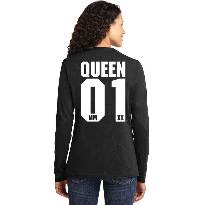 King & Queen 01 Family Matching Outfits Queen Mom Back Print Ladies Long Sleeve Shirt