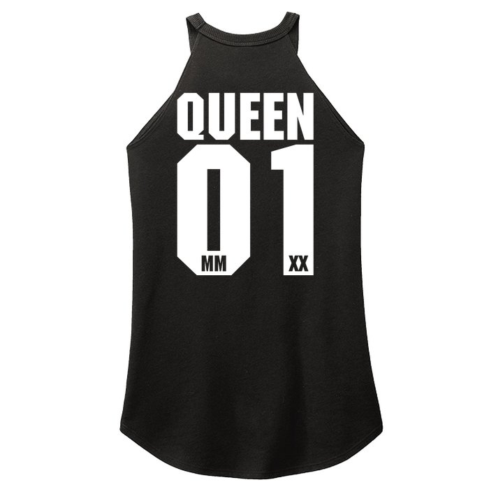 King & Queen 01 Family Matching Outfits Queen Mom Front & Back Women’s Perfect Tri Rocker Tank