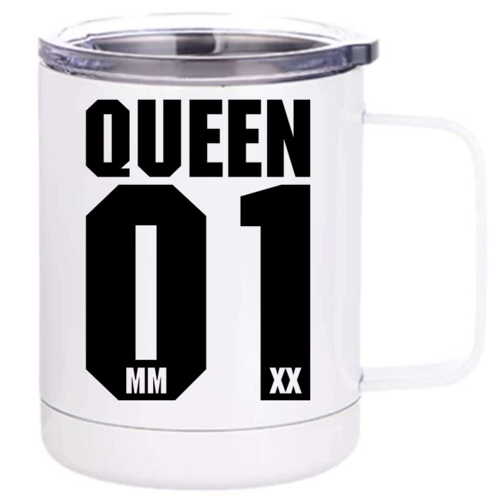 King & Queen 01 Family Matching Outfits Queen Mom Front & Back 12oz Stainless Steel Tumbler Cup