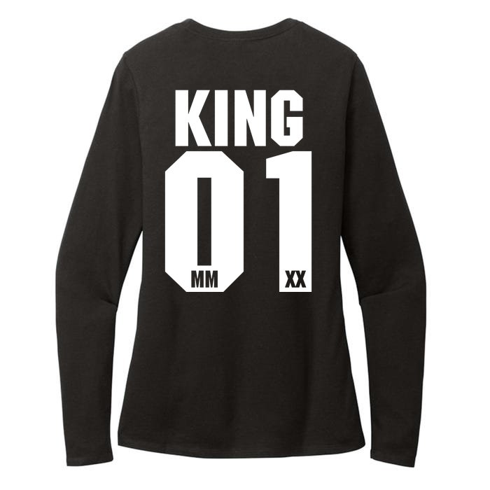 King & Queen 01 Family Matching Outfits King Dad Front & Back Womens CVC Long Sleeve Shirt