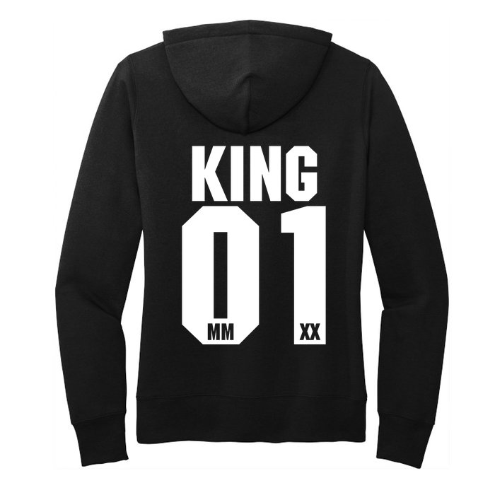 King & Queen 01 Family Matching Outfits King Dad Front & Back Women's Pullover Hoodie