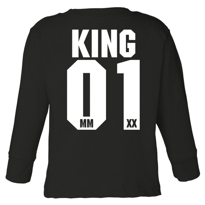 King & Queen 01 Family Matching Outfits King Dad Front & Back Toddler Long Sleeve Shirt