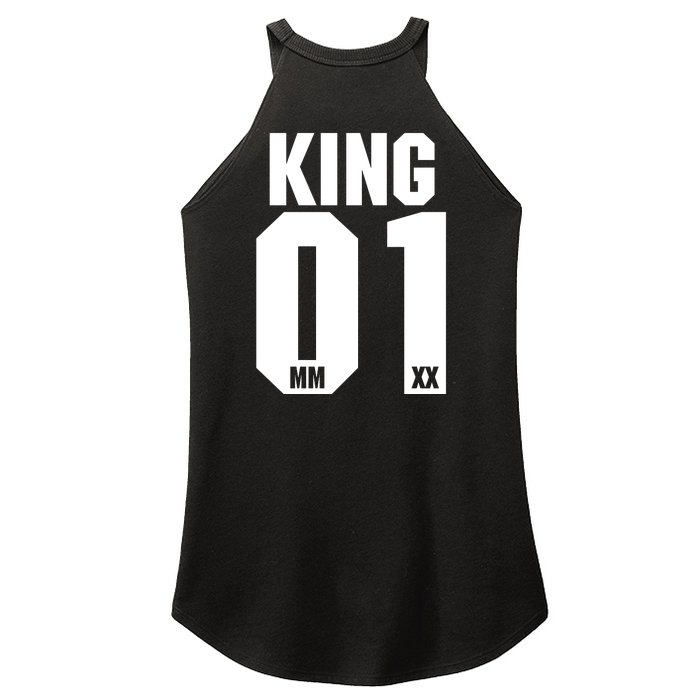 King & Queen 01 Family Matching Outfits King Dad Front & Back Women’s Perfect Tri Rocker Tank