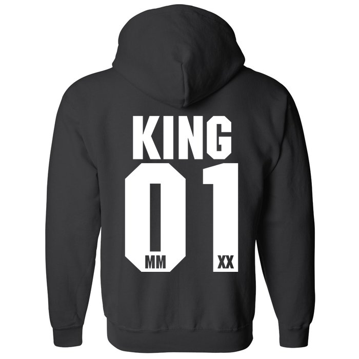 King & Queen 01 Family Matching Outfits King Dad Front & Back Full Zip Hoodie