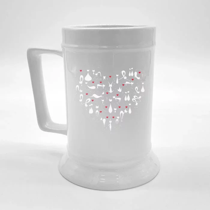 Kitty Quote Happy Meowentines Day Funny Valentines Day Cat Front & Back Beer Stein